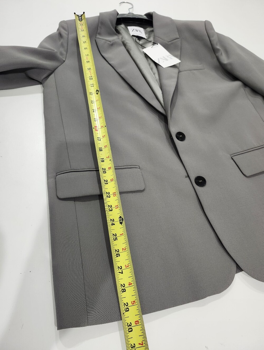 ZARA WOMAN LONGLINE STRAIGHT BLAZER JACKET GRAY Size Large New - Picture 7 of 8